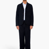 Wide Fit Blazer - Ash Navy Brushed Twill