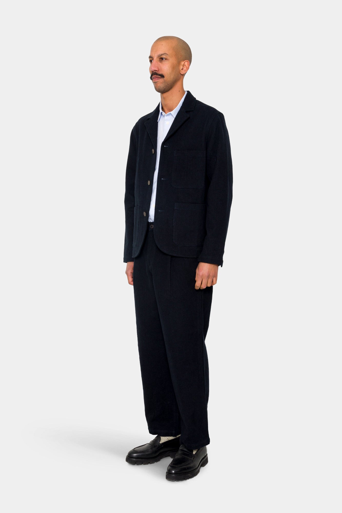 Folk Folk Wide Fit Blazer - Ash Navy Brushed Twill