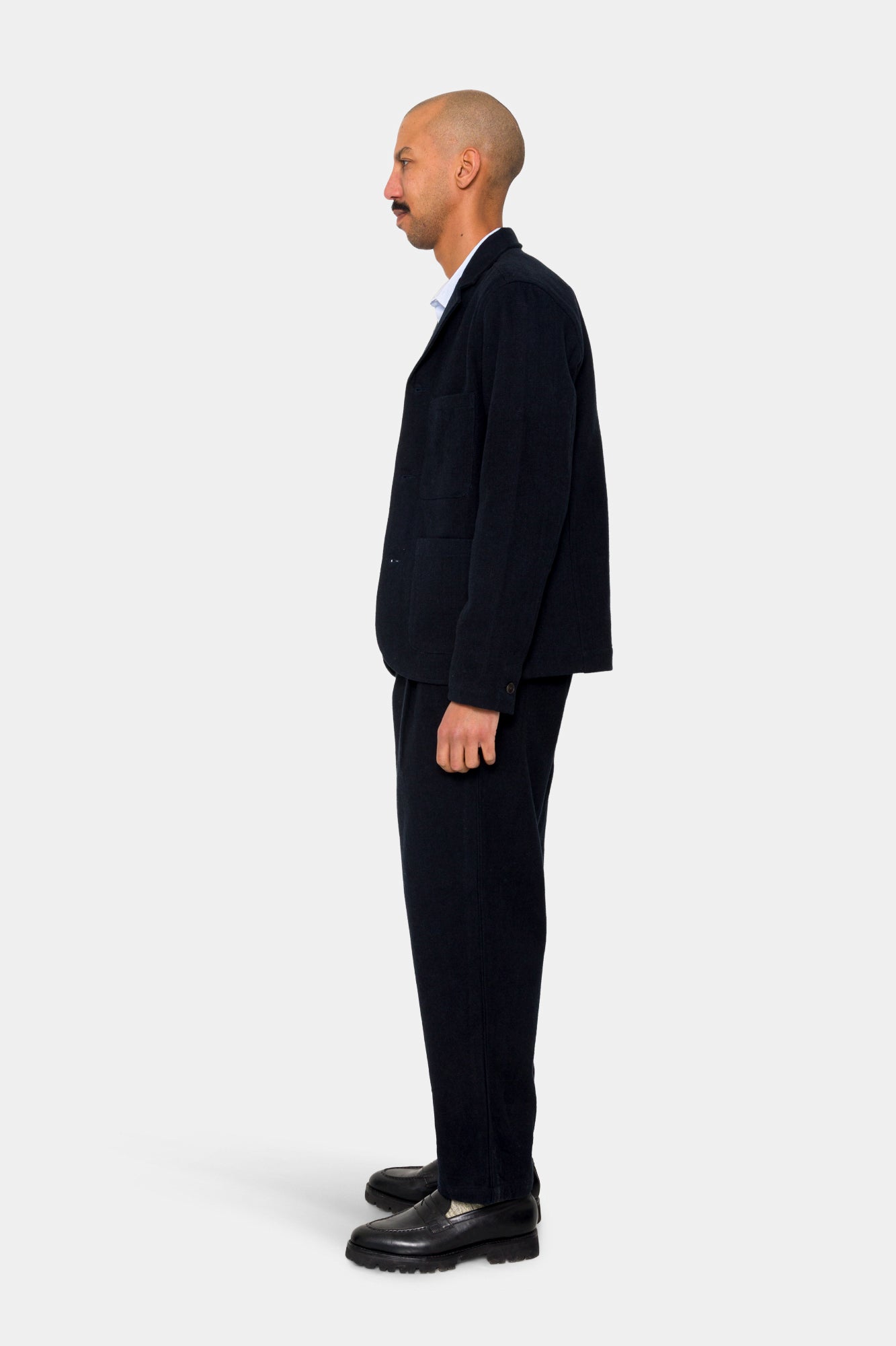 Folk Folk Wide Fit Blazer - Ash Navy Brushed Twill