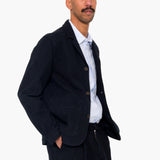 Wide Fit Blazer - Ash Navy Brushed Twill
