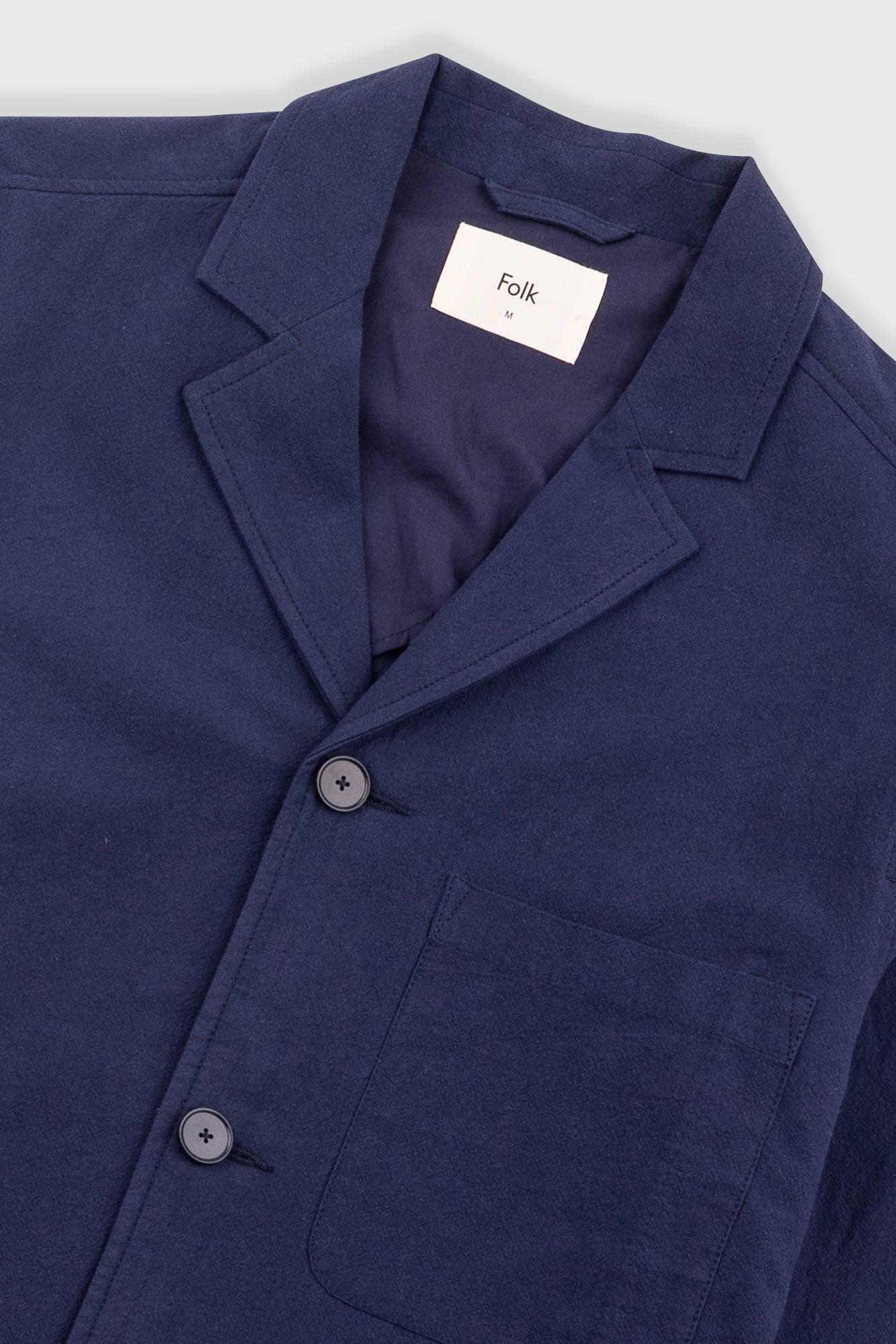 Folk | Folk Wide Fit Blazer - Navy Textured Cotton