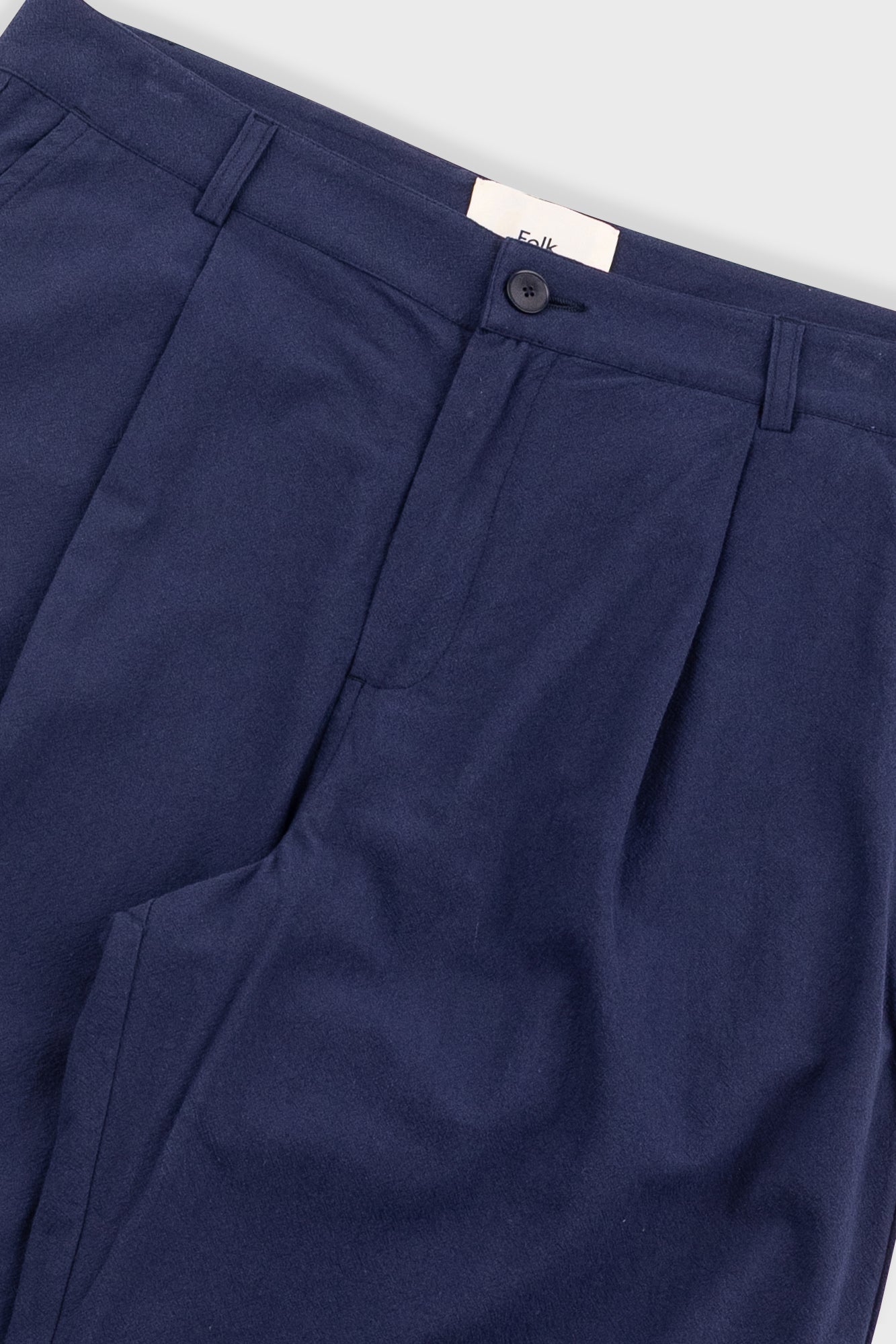 Folk | Folk Wide Fit Trouser - Navy Textured Cotton