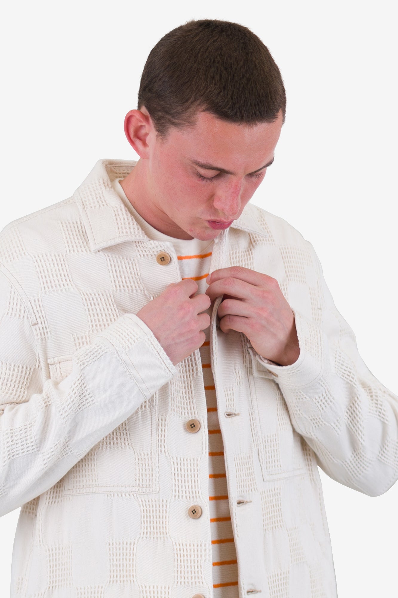 Folk Zaki Jacket - Ecru Waffle Check