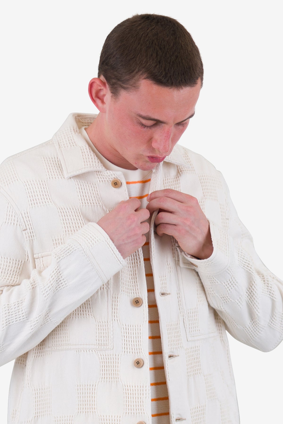 Folk Zaki Jacket - Ecru Waffle Check