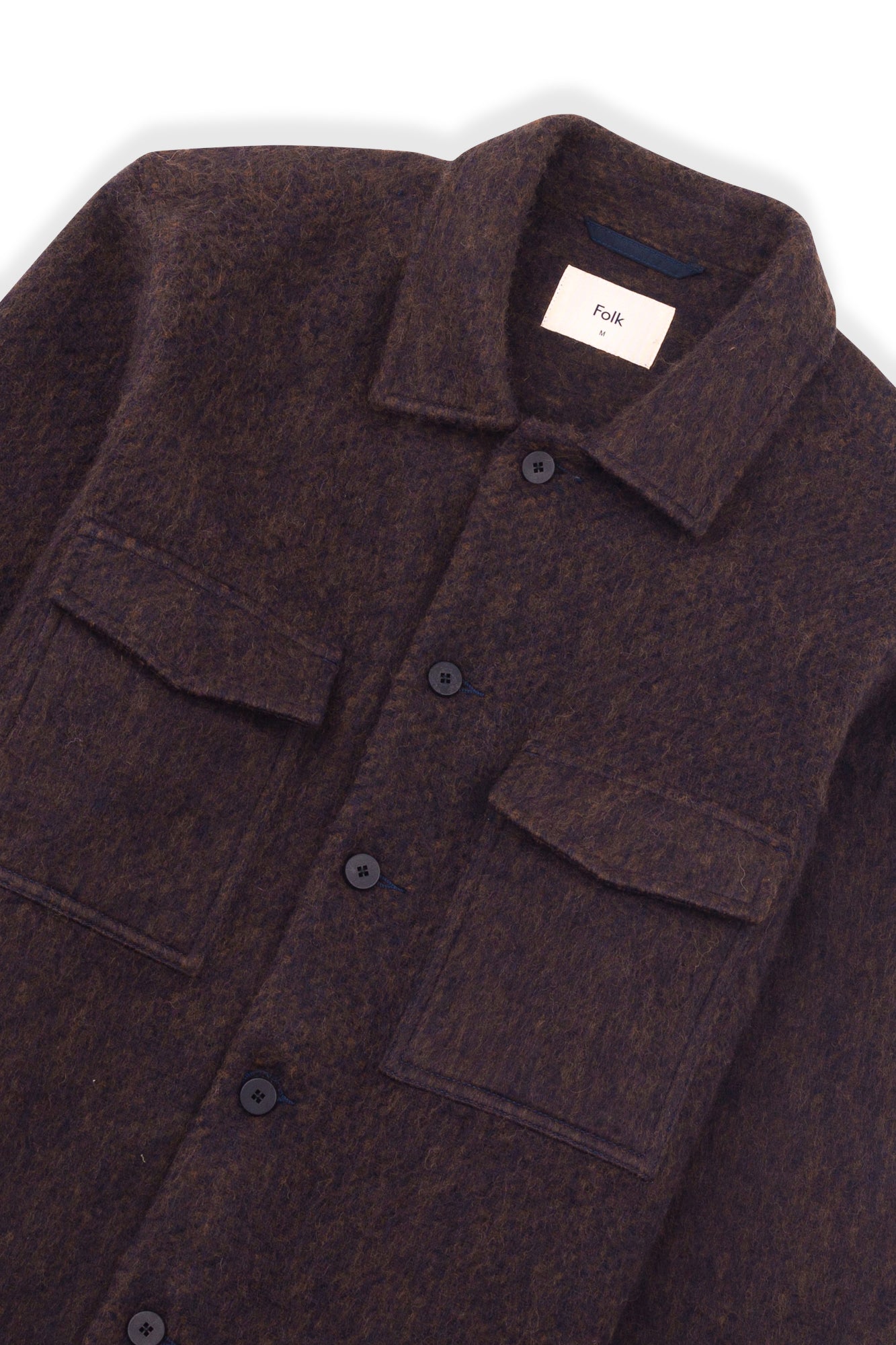 Folk Zaki Jacket - Navy Espresso Brushed Wool