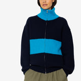 Zip Through Jumper - Navy Cobalt