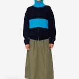 Zip Through Jumper - Navy Cobalt