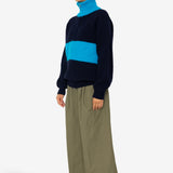 Zip Through Jumper - Navy Cobalt