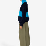 Zip Through Jumper - Navy Cobalt