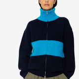 Zip Through Jumper - Navy Cobalt