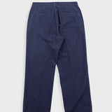 Navy blue pants on a light gray background