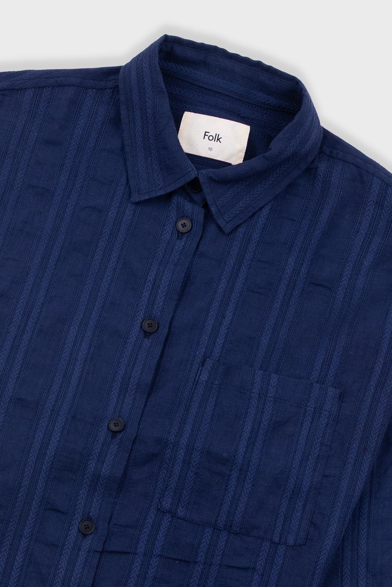 Folk | Folk Archive Shirt - Dark Navy Dobby Stripe