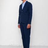 Folk | Folk Assembly Suit Trouser - Navy Crinkle Stripe