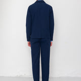Folk | Folk Assembly Suit Trouser - Navy Crinkle Stripe