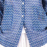 Boyfriend Shirt - Cobalt Ecru Dash Print
