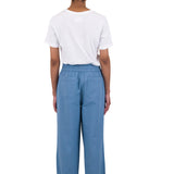 Drawcord Baggy Pants - Light Indigo Topstitch