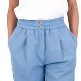 Drawcord Baggy Pants - Light Indigo Topstitch