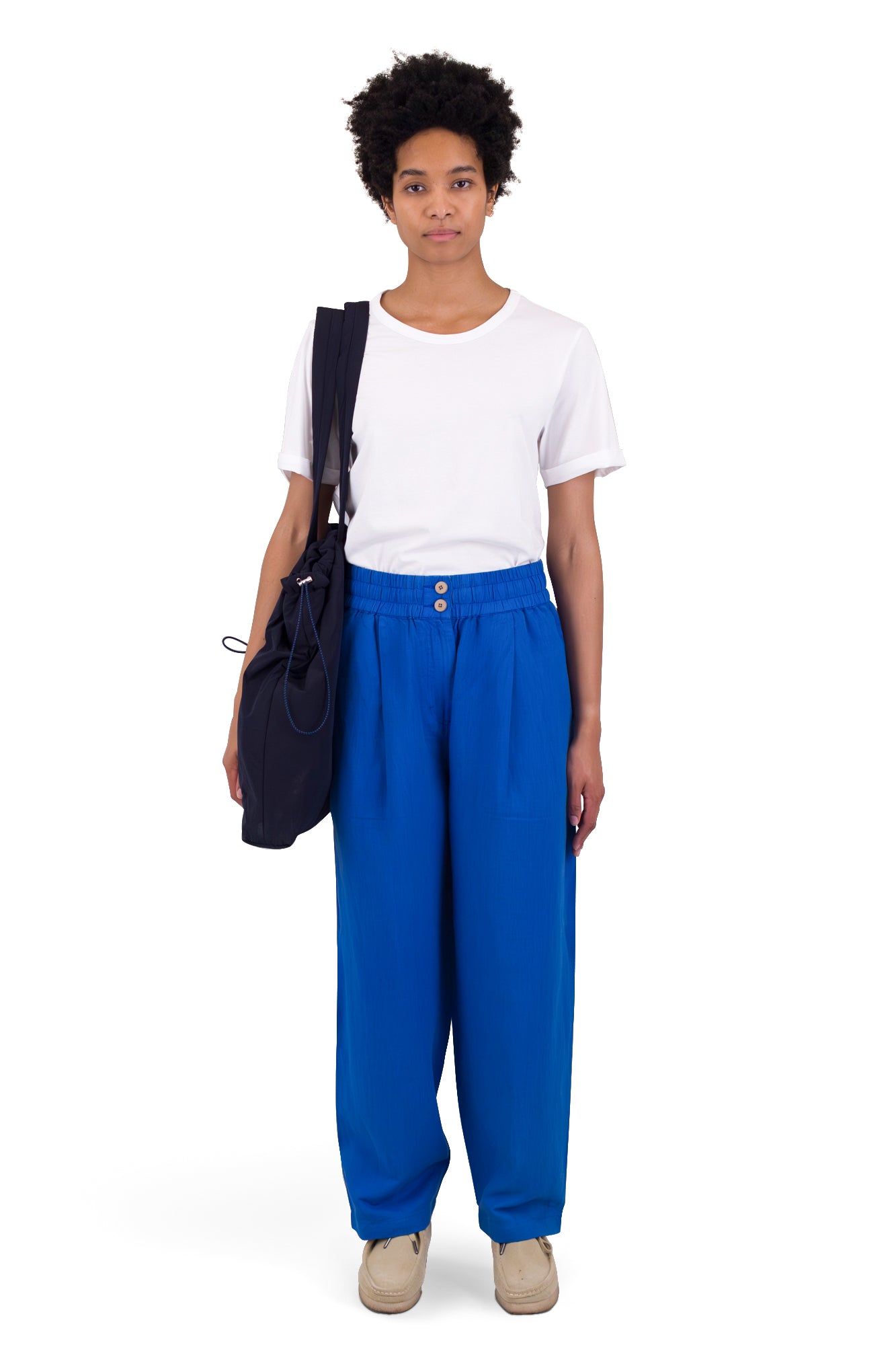Folk Drawcord Baggy Pants - Washed Cobalt