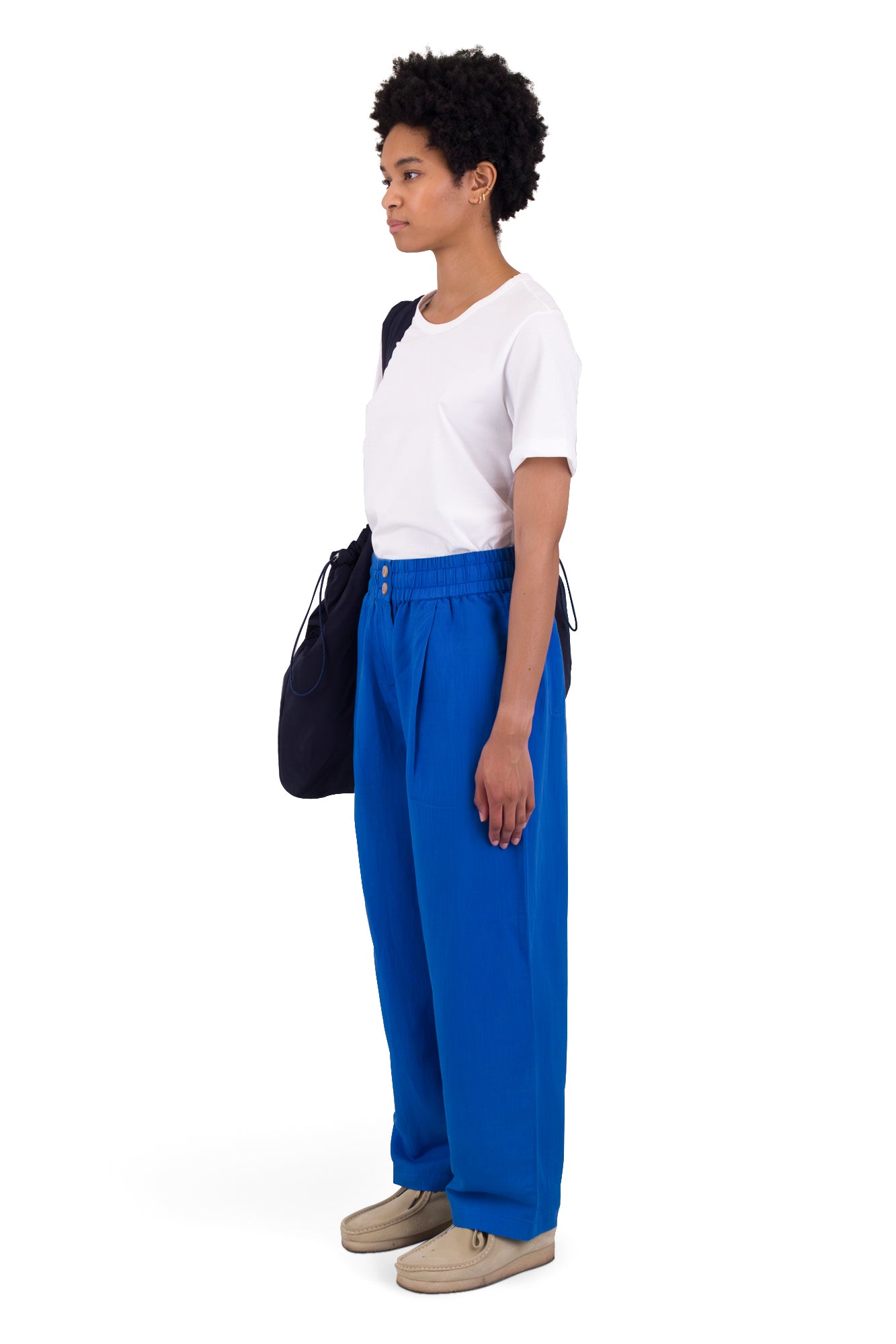 パンツ 90s baggy slacks with drawcord ITALY Folk Drawcord Baggy Pants - Washed Cobalt