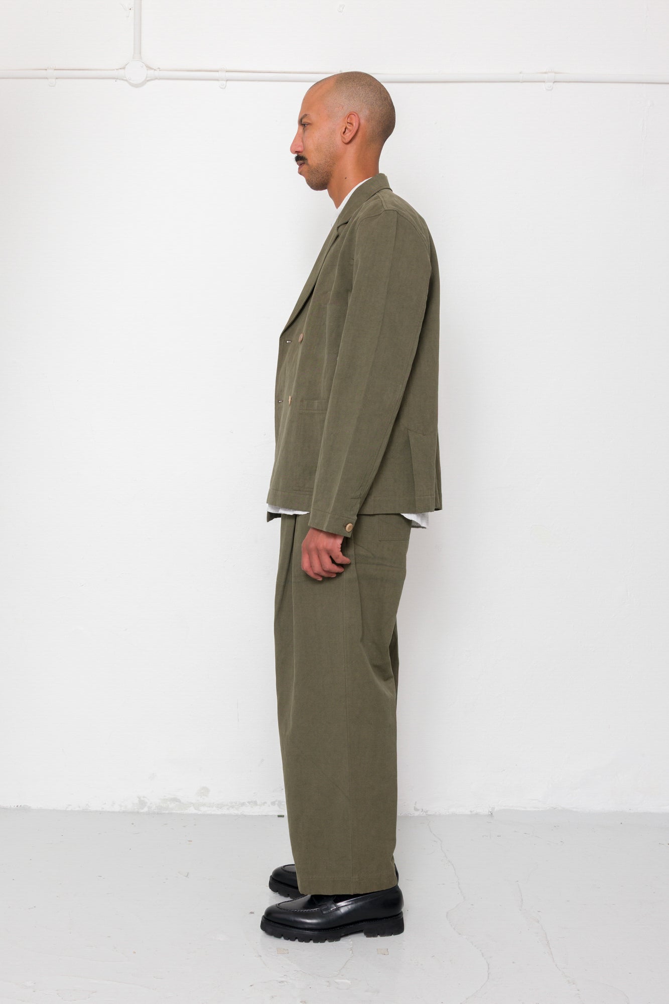 Folk | Folk Easy Fit Blazer - Dark Olive Slub Linen
