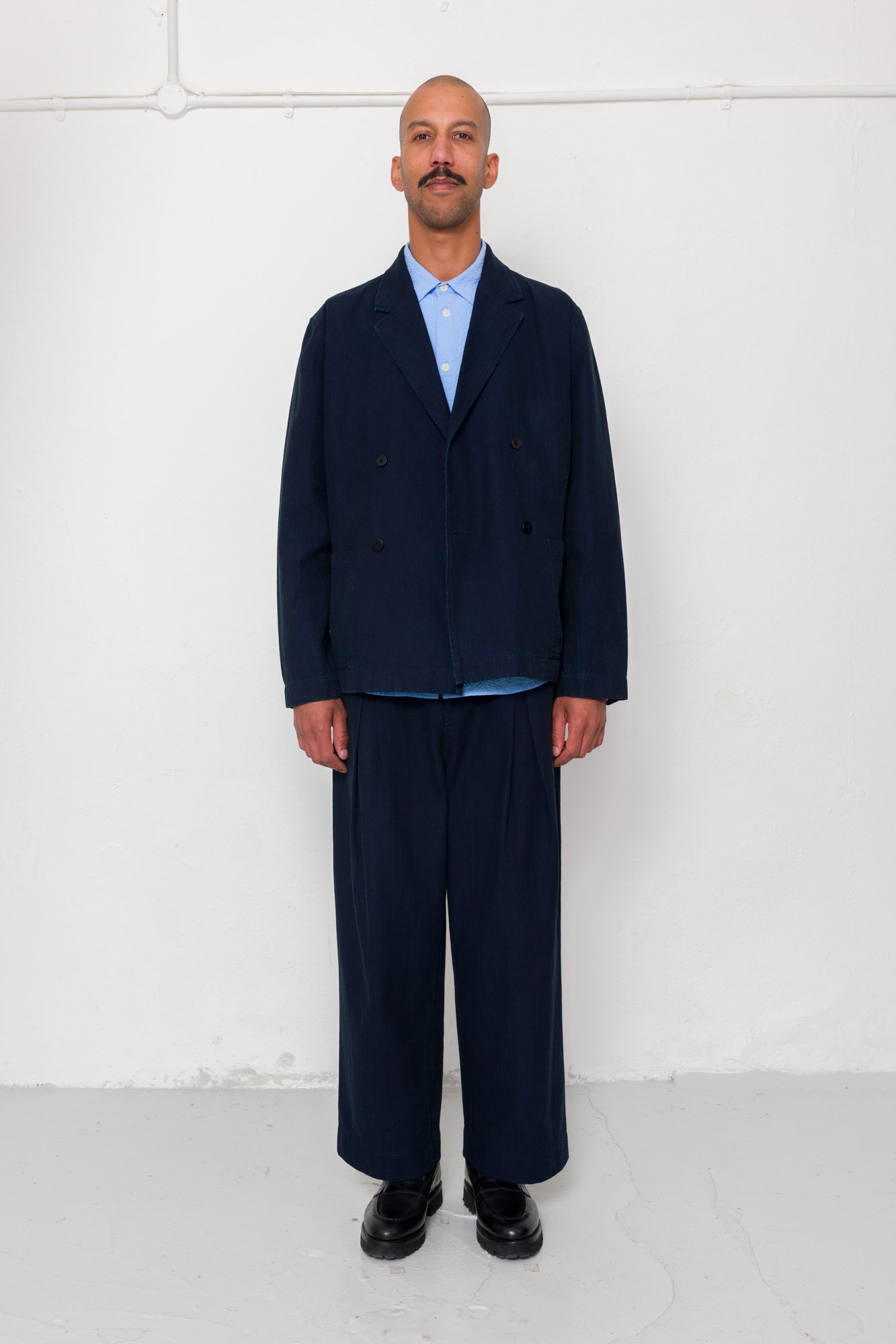 Easy Fit Blazer - Deep Indigo Herringbone