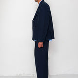 Easy Fit Blazer - Deep Indigo Herringbone