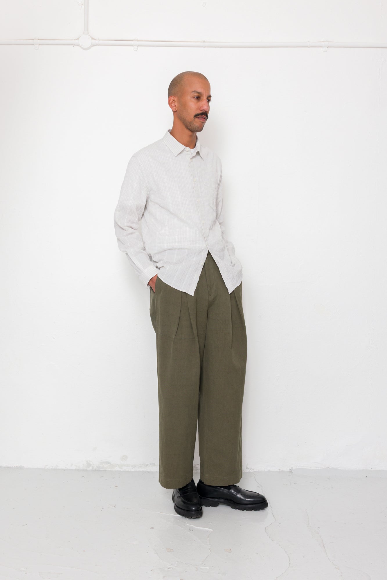Relaxed Fit Shirt - Silver Textured Check
