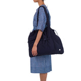 Gathered Dress - Cobalt Ecru Dash Print