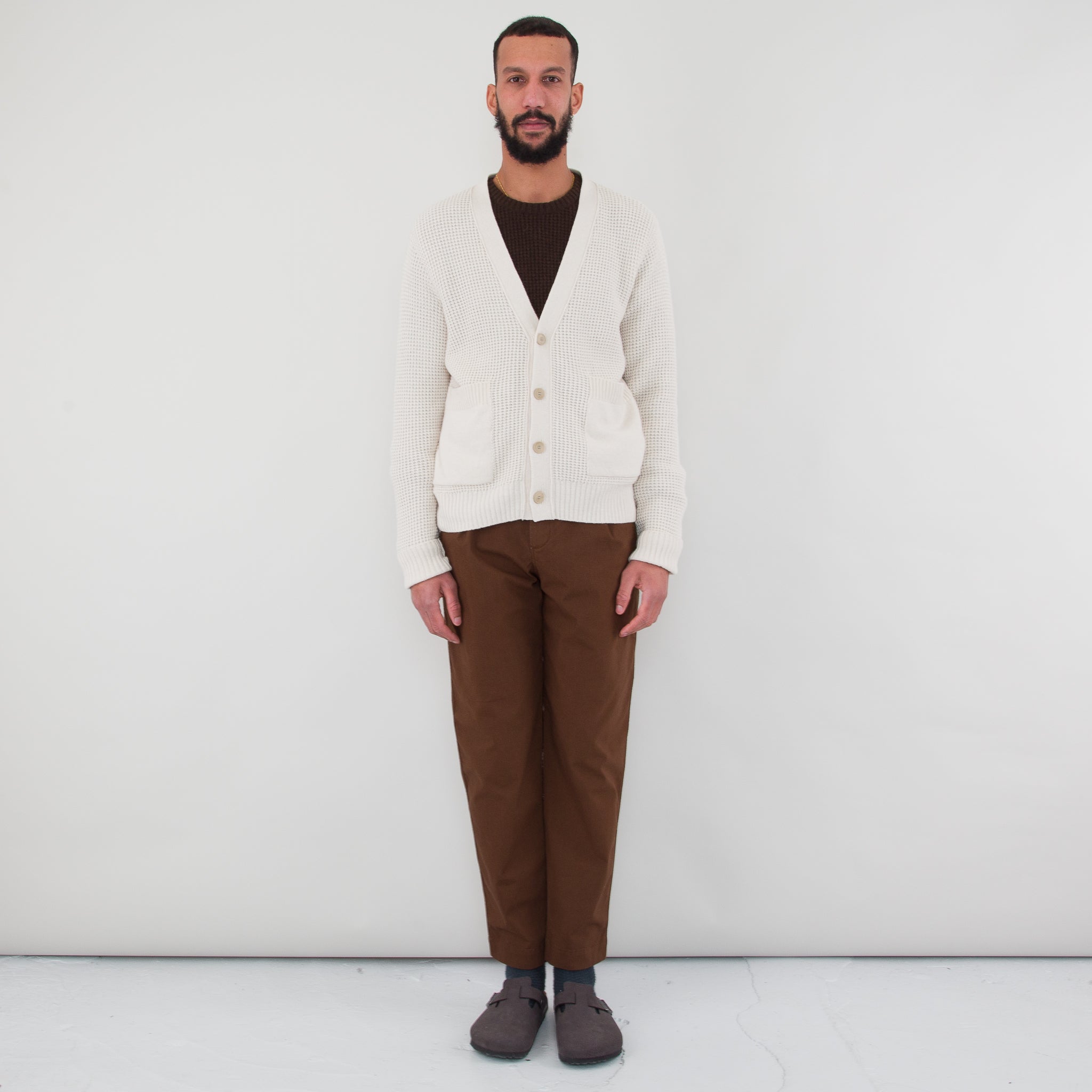 Folk | Waffle Cardigan - Ecru