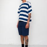 Oversized Striped T-Shirt - Off White / Indigo Blue