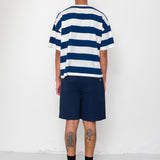 Oversized Striped T-Shirt - Off White / Indigo Blue