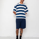 Oversized Striped T-Shirt - Off White / Indigo Blue