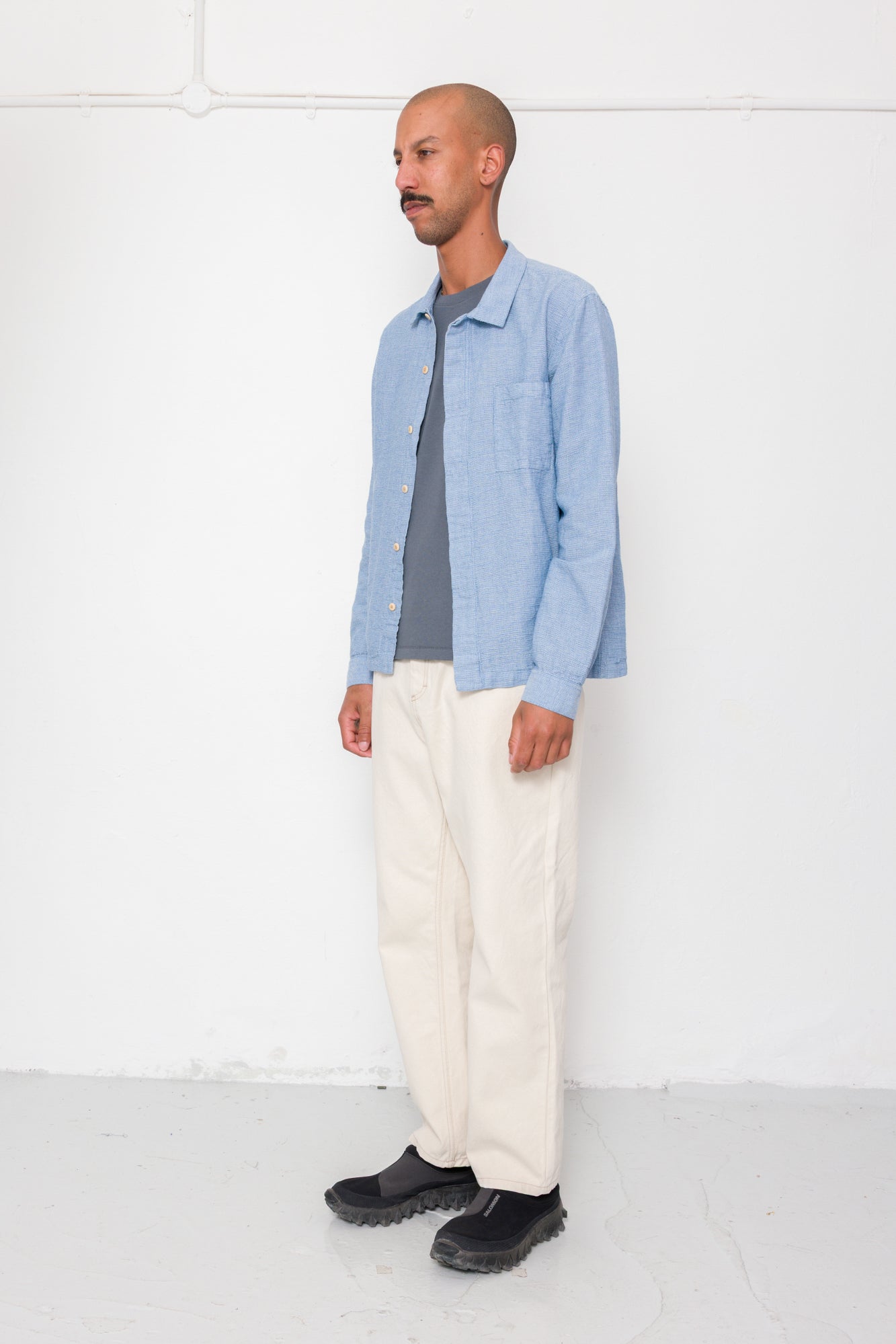 Folk | Folk Patch Shirt - Light Indigo Basketweave