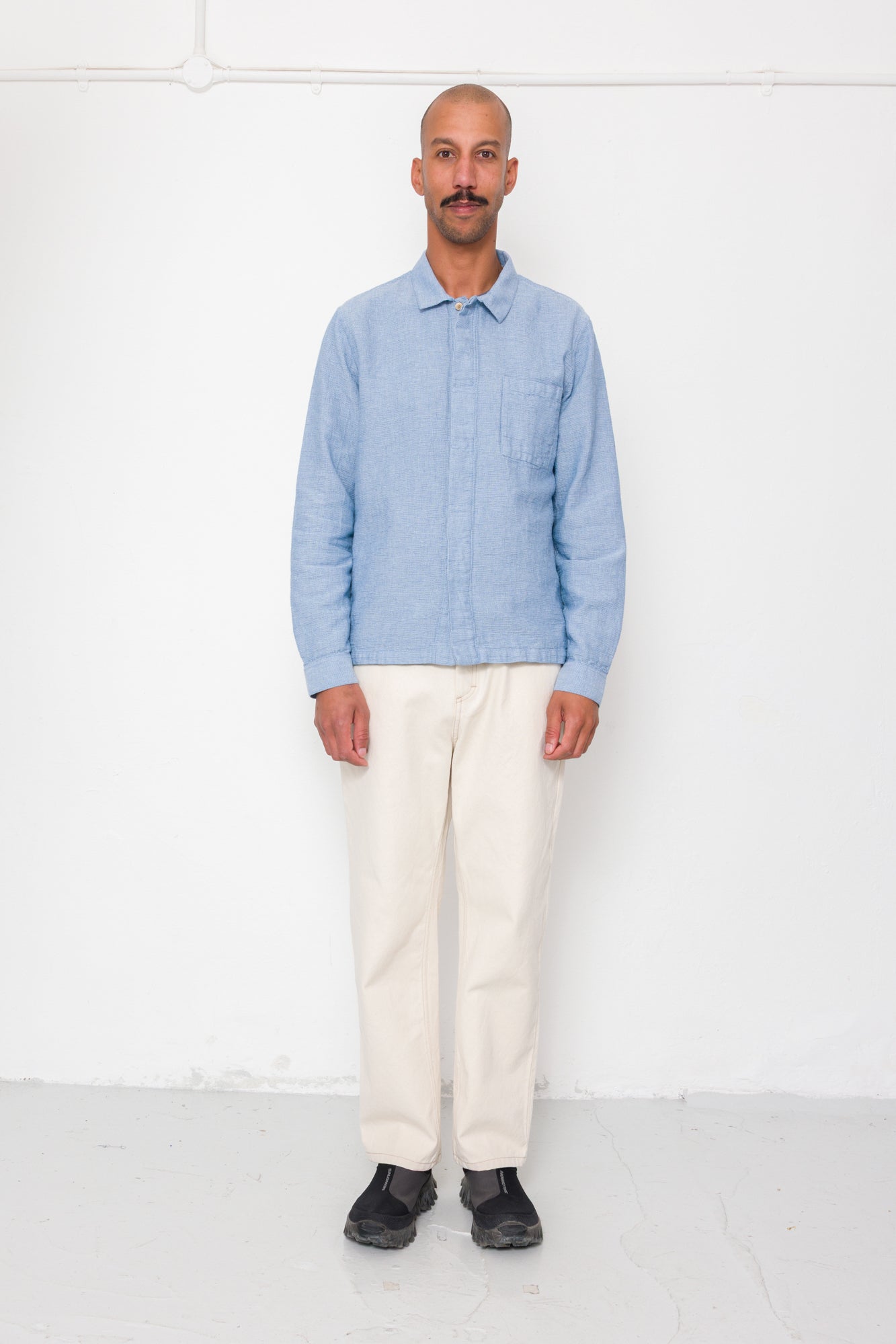Folk | Folk Patch Shirt - Light Indigo Basketweave