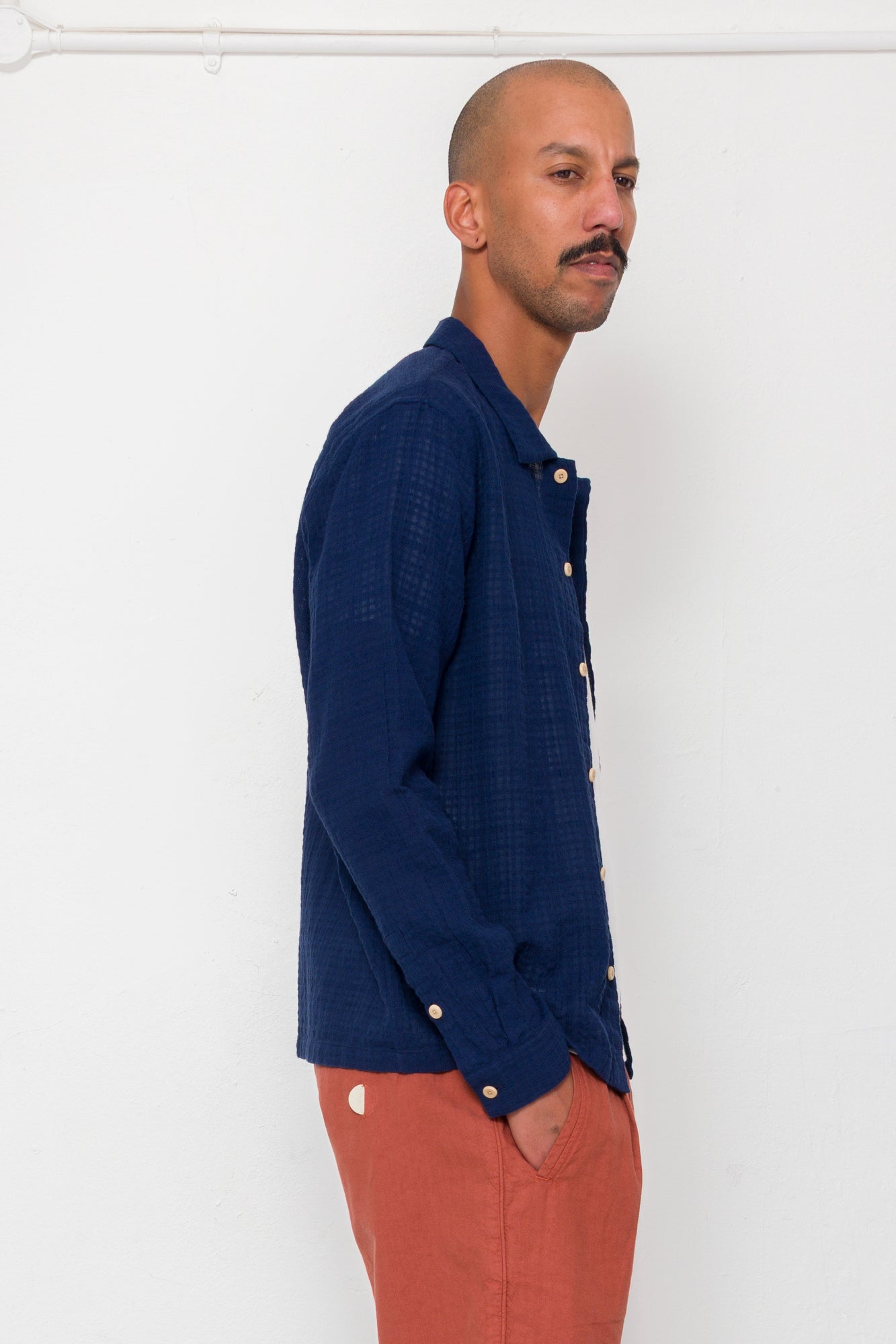 Folk | Folk Patch Shirt - Navy Openweave