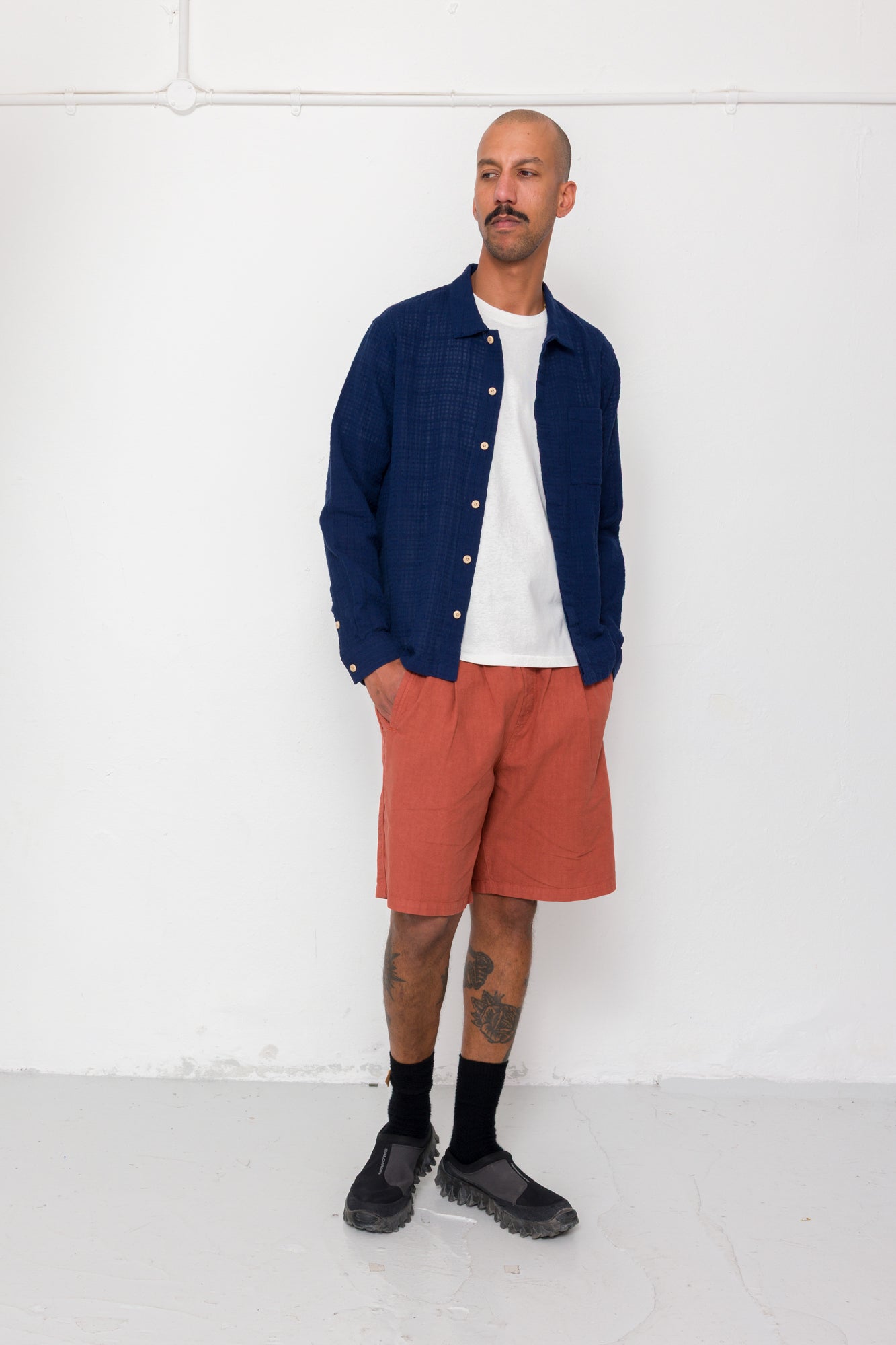 Folk | Folk Patch Shirt - Navy Openweave