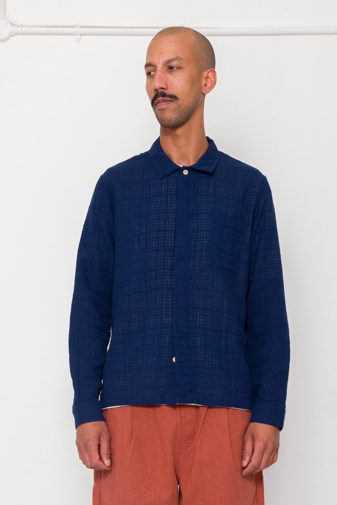 Folk | Folk Patch Shirt - Navy Openweave