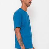 Slub Embroidered T-Shirt - Soft Blue