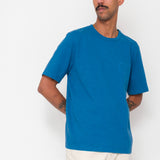 Slub Embroidered T-Shirt - Soft Blue