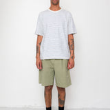 Short Sleeve Textured Striped T-Shirt - Ecru / Bright Blue