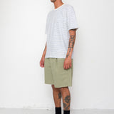 Short Sleeve Textured Striped T-Shirt - Ecru / Bright Blue