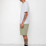 Short Sleeve Textured Striped T-Shirt - Ecru / Bright Blue