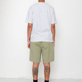 Short Sleeve Textured Striped T-Shirt - Ecru / Bright Blue