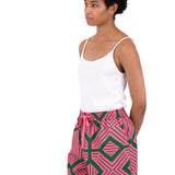 Wide Signal Shorts - Pink Green Diamond Print
