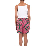 Wide Signal Shorts - Pink Green Diamond Print