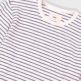 Short Sleeve Textured Striped T-Shirt - Ecru Navy