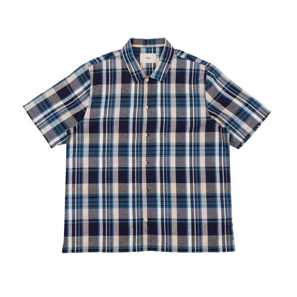Gabe Shirt - Yellow Cyan Check