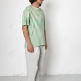 Drawcord Loose Trouser - Light Grey Seersucker