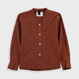 MHL | Button Through Collarless Shirt - Brick