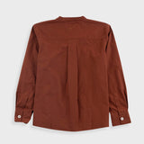 MHL | Button Through Collarless Shirt - Brick